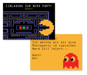 Einladungskarte Nerd Party Pac Man